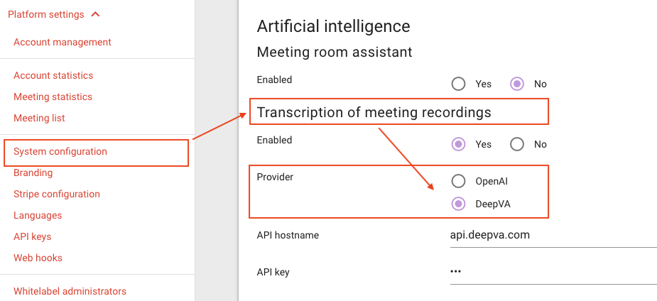 A screenshot of the system settings